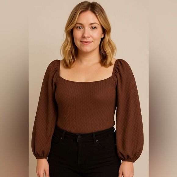 🖤2/$25 Elegant Brown Long Sleeve Women's Top - Picture 1 of 5